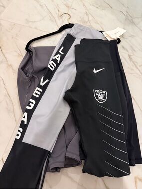 NFL Black & Gray Raiders Women's Athletic Leggings Bundle of 4 leggings.
